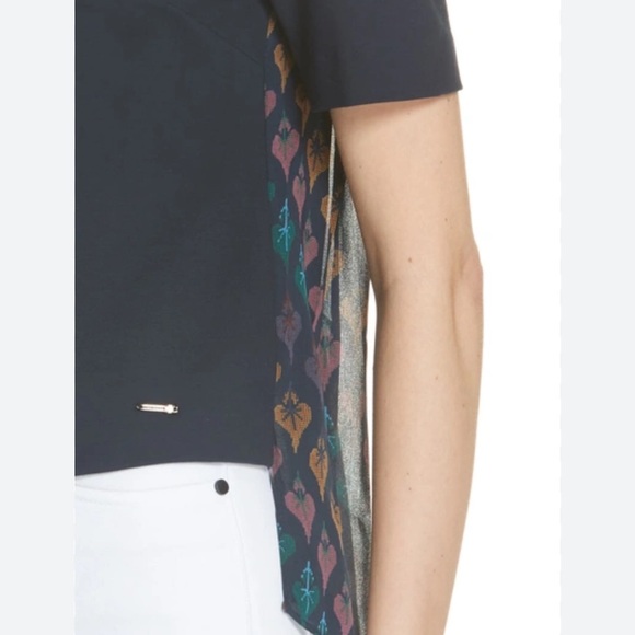 Ted Baker COLOUR BY NUMBERS HEARTS PLEAT BACK BLOUSE IN NAVY - Picture 4 of 6